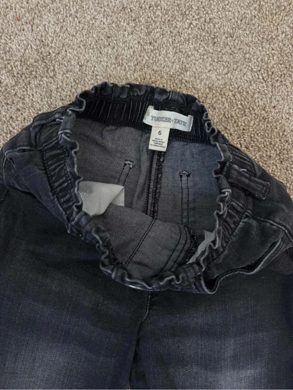 Tucker + Tate Girls Distressed Black Pull-On Denim Jeans